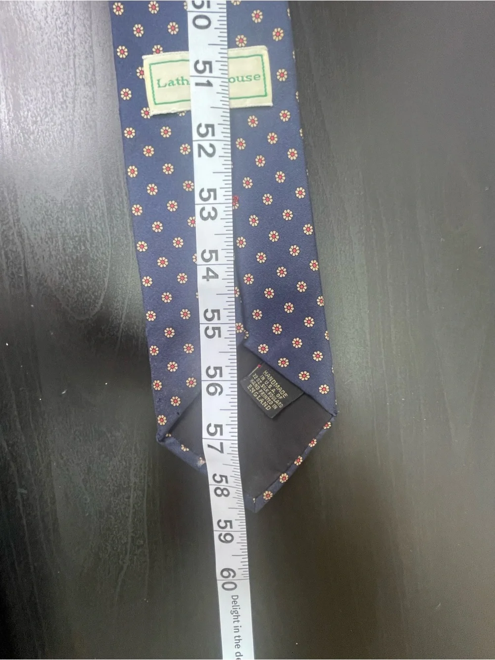 Vintage 1980s Latham House Silk Foulard Tie Medallion Navy Blue Ivy League Trad